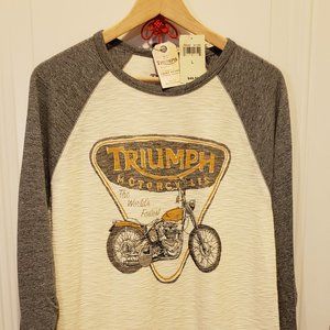 Lucky Brand Triumph Motorcycles Graphic Waffle Thermal Knit Raglan Mens